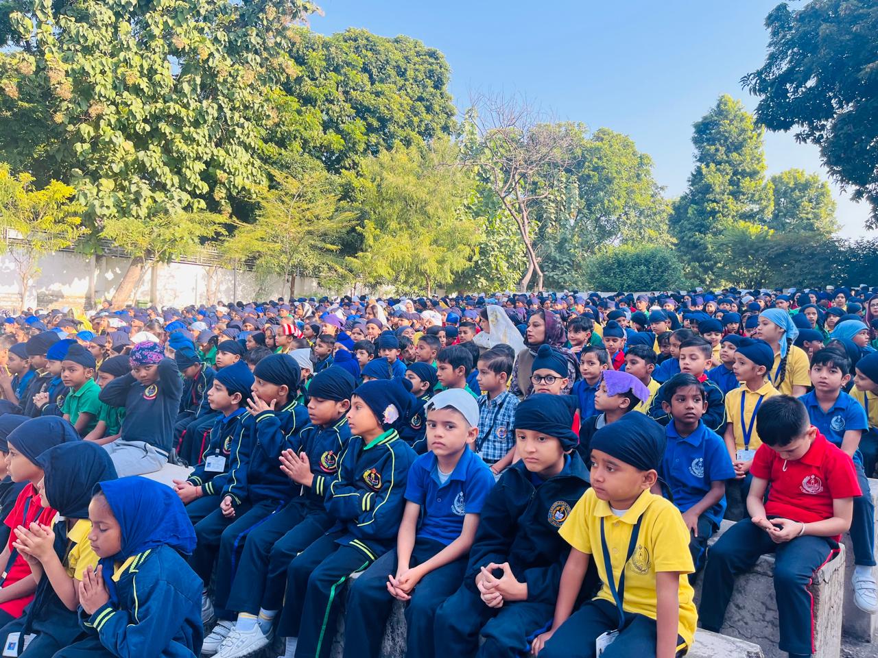 Students gathered in Open Air Theatre